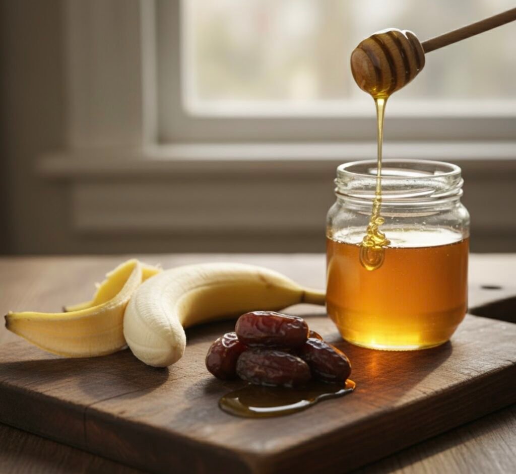 Platano, datiles y miel