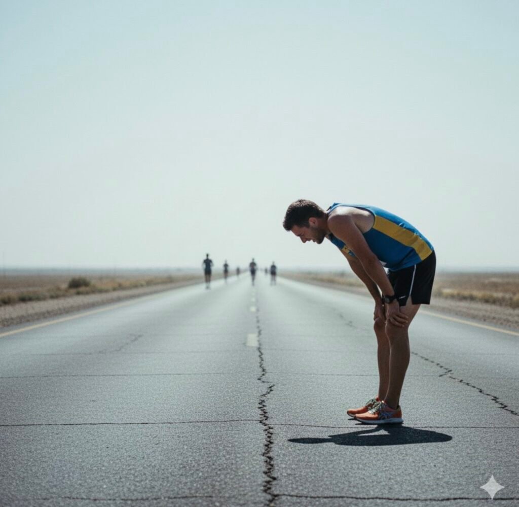 Corredor agotado en competición