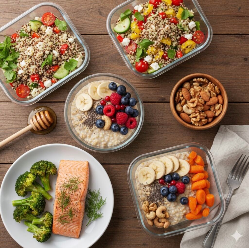 Mesa con comida sana