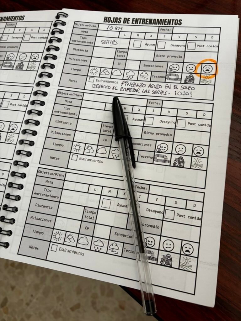 Anotación de lesión en el cuaderno