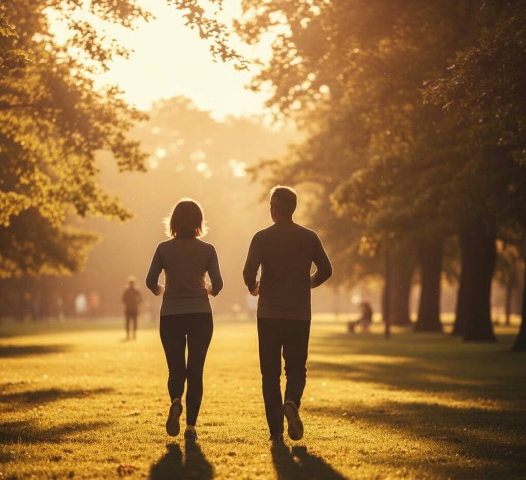 Pareja de runners de espalda
