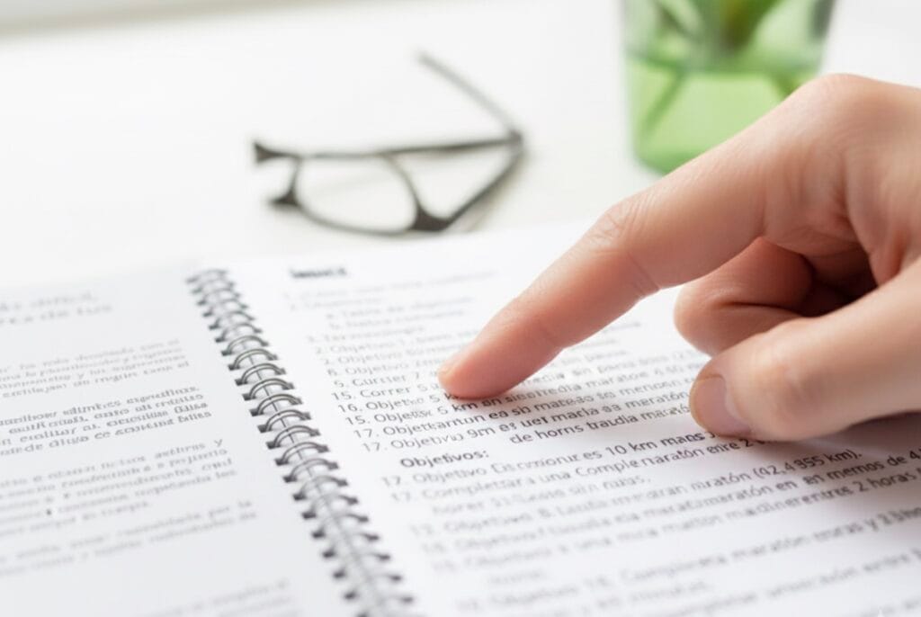 Leyendo el cuaderno de entrenamiento
